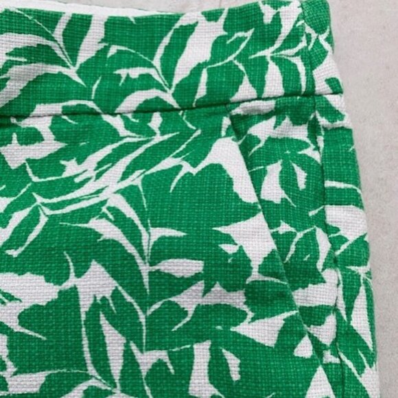 J Crew Printed Green White Basketweave Shorts Sz 2 - Picture 6 of 10